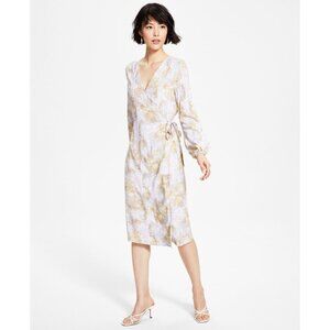 Tinsel Petite Large Midi Snake Print Long Sleeve Wrap Dress NWT
